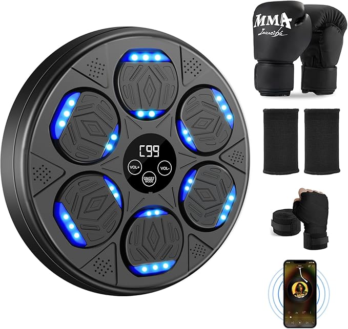 Smart Music Boxing Machine for Adults and Kids, Boxing Equipment with Boxing Gloves, Wall Mounted Electronic Punching Machine for Home Gym Workout Indoor