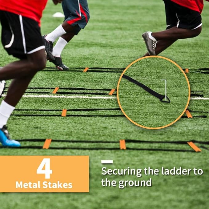 GHB Agility Ladder Speed Training Ladder Workout Ladder 6 or 10 Cones 12 Rung 20ft with