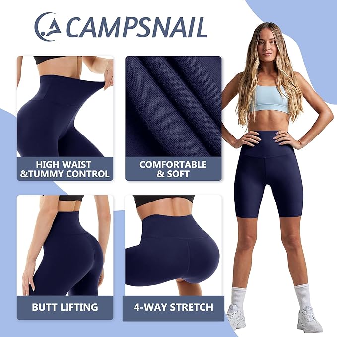 CAMPSNAIL Workout Biker Shorts Women - 3"/5"/8" High Waisted Tummy Control Spandex Booty Volleyball Shorts for Yoga Dance
