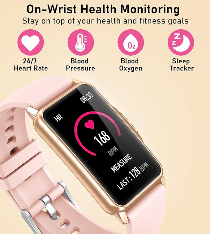 Smart Watch Health Fitness Tracker with 24/7 Heart Rate, Blood Oxygen Blood Pressure Sleep Monitor, 115 Sports Modes, Step Calorie Counter Pedometer IP68 Waterproof for Android and iPhone Women Men