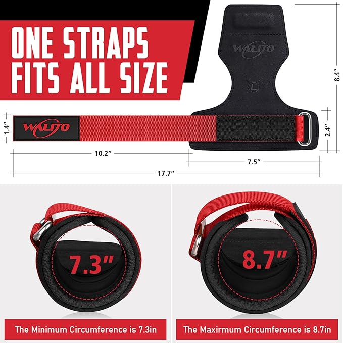 WALITO Weight Lifting Wrist Straps (Pair),Double Layer Leather Grips for Deadlift,Powerlifting and Gym Workouts, Adjustable Neoprene Padded Wrist Wraps - Men/Women, Heavy Duty Support