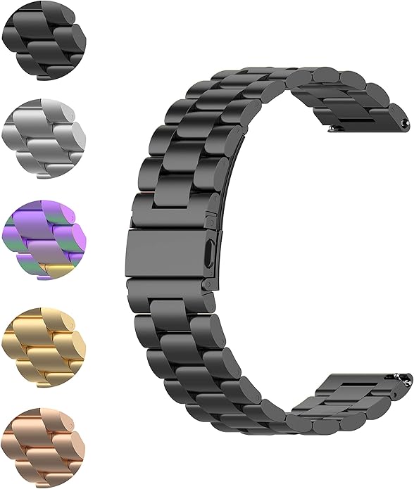FitTurn Bands Compatible with Letscom, Letsfit, Lintelek, Yamay SmartWatch -Replacement Classic Stainless Steel Metal WatchBand for ID205L, ID205U,ID215G, ID205, ID216, ID205S, SW021