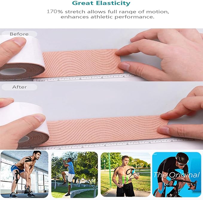 Kinesiology Tape<20 Precut Strips>Pro Elastic Athletic Tape,Cotton Waterproof Breathable Hypoallergenic Sport Tape for Joints Support & Muscle Pain Relief(Skin Color)