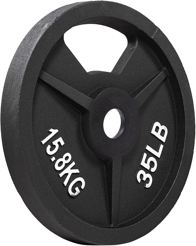 Signature Fitness Cast Iron Plate Weight Plate for Strength Training and Weightlifting, Olympic or Standard