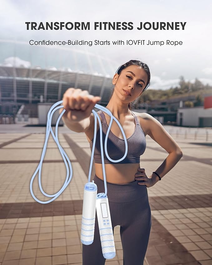 Cordless Weighted Jump Rope with Calorie Counter 9.85ft