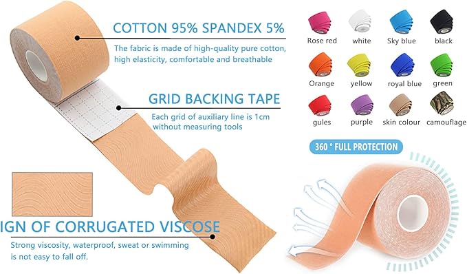 Kinesiology Tape Pro 2 Rolls, 2 Inch High Elasticity Sports Tape Therapeutic Pain Relief–Physio Tape for Muscle Recovery & Joint Support, Waterproof & Hypoallergenic & Breathable–Camo