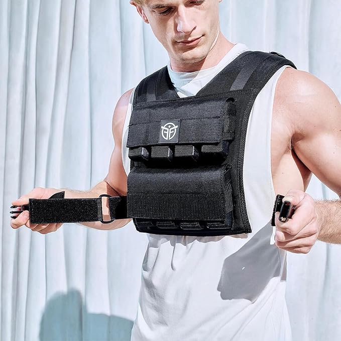 Weighted Vest - 40 lb Adjustable Weight Vest for Men & Women - Ideal for Crossfit, Calisthenics, Running & Walking - Comfortable, Durable, Breathable - Includes Removable Weights