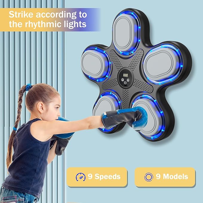 Keyoung Music Boxing Machine for Kids,Wall Mounted Bluetooth Smart Punching Target,Home Sports Boxing Equipment for Children, Boys and Girls