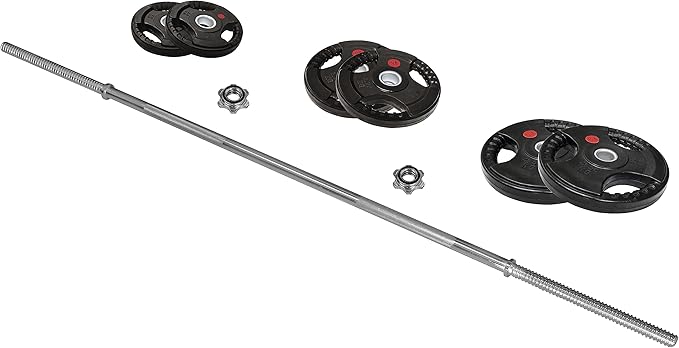 Cast Iron Standard Weight Plates Including 5FT Standard Barbell with Star Locks, 45-Pound Set (35 Pounds Plates + 10 Pounds Barbell), Multiple Packages