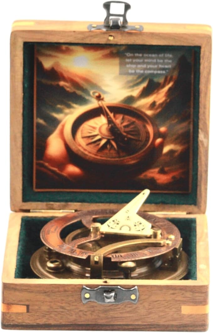 Gilbert and Sons Antique Brass Sundial Compass 4 inches