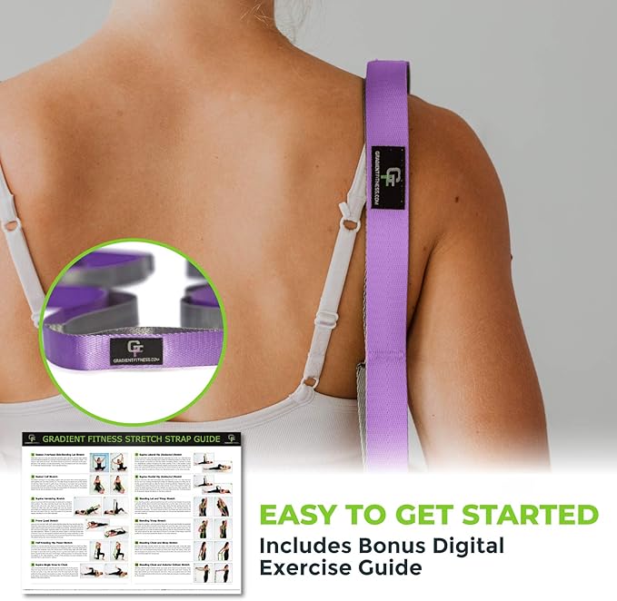 Gradient Fitness Stretching Strap for Physical Therapy 12 Multi-Loop 1.5" W 8' L,