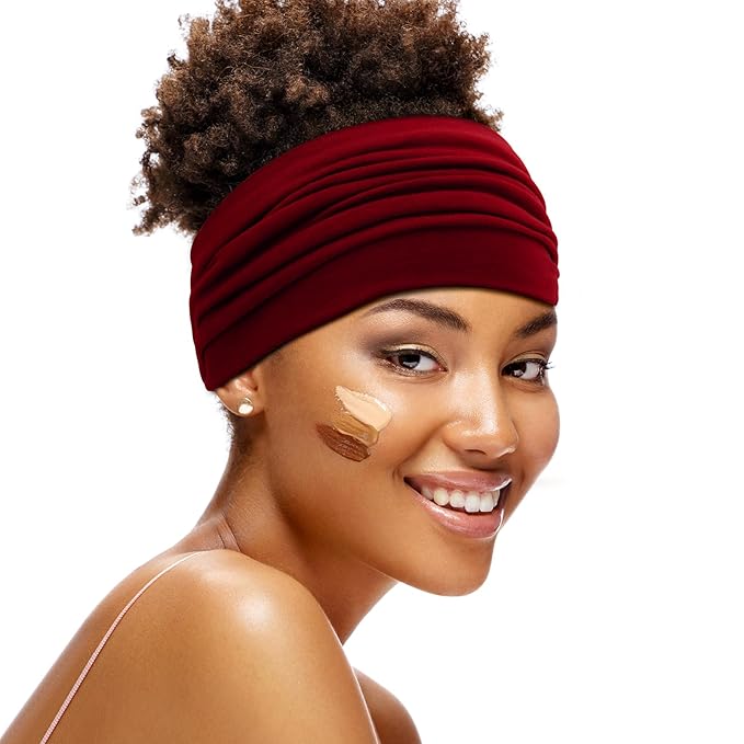 S&N Remille Wide Headbands for Women, Large Hairband, Elastic Non-Slip Headband Twist Knotted Accessories, Yoga Workout Vintage Hair 3 Pack (Colour-6)