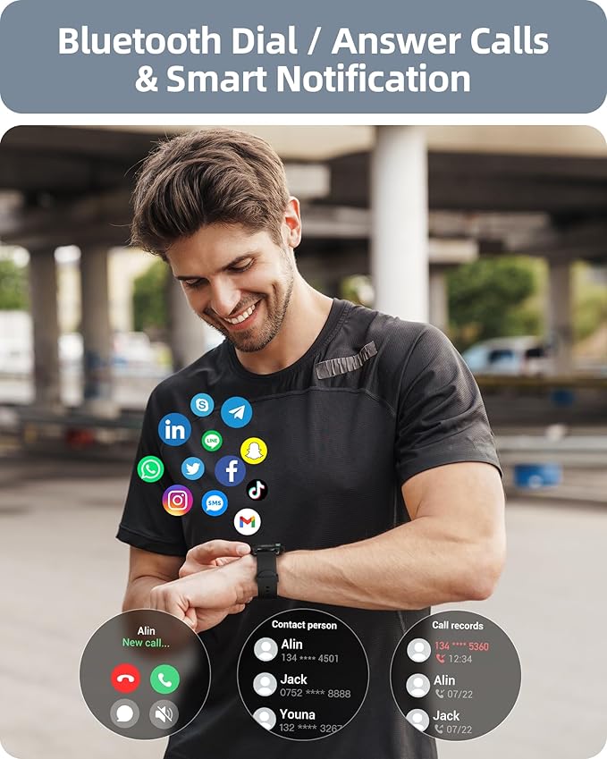 Parsonver Fitness Tracker Bundle with Round Smart Watch, 2-Pack
