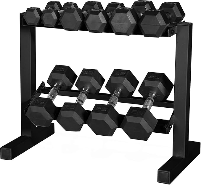 CAP Barbell 150 lb Dumbbell Set with 2-Tier Rack | Multiple Options