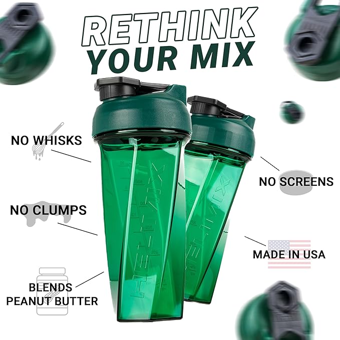 HELIMIX 2.0 Vortex Blender Shaker Bottle Holds upto 28oz | No Blending Ball or Whisk | USA Made | Portable Pre Workout Whey Protein Drink Shaker Cup | Mixes Cocktails Smoothies Shakes | Top Rack Safe