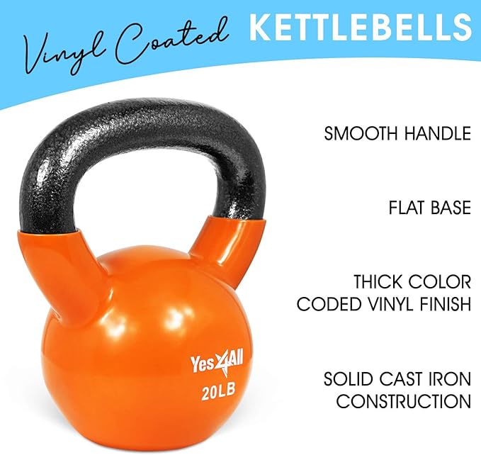 Yes4All Combo Kettlebells Vinyl Coated Weight Sets Great