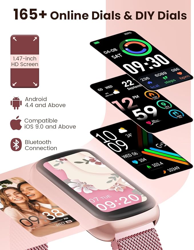 Fitness Tracker- Smart Watches for Women Men with 24/7 Heart Rate Monitor Blood Oxygen Sleep Tracker, Waterproof Fitness Watch, Activity Smartwatch for Android iPhone, Calorie Distance Pedometer, Gift