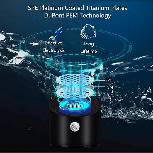 Hydrogen Water Bottle, Portable Hydrogen Water Ionizer Machine, Hydrogen Water Generator, Rechargeable Hydrogen Rich Water Glass Health Cup for Home Travel (Black)