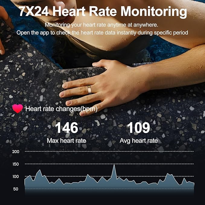 Temdan Smart Ring (Upgraded), Wearable Fitness Smart Ring Health Tracker, Sleep Quality & Heart Rate & Blood Oxygen Monitoring, IP68 Waterproof, No Subscription Fees, Smart Ring, Black, Size 9