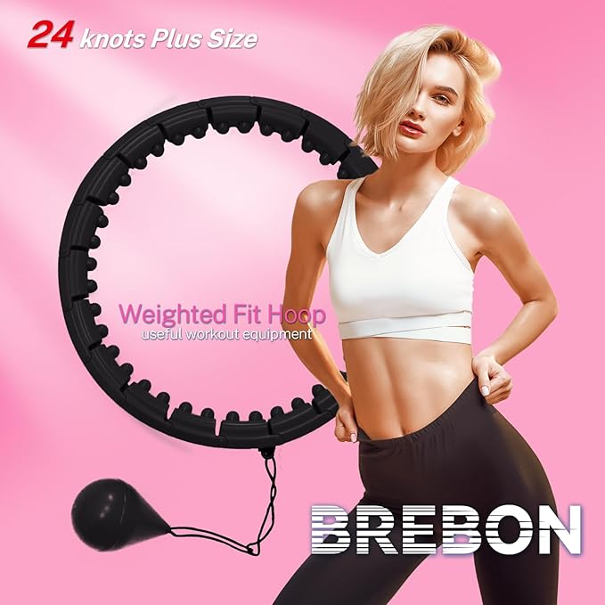 Brebon Weighted Hoola Exercise Fit Hoops Plus Size 2 in 1 Weight 24 Detachable