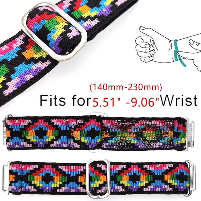 Compatible for FITVII Fitness Tracker Bands, 18mm, 20mm, 22mm Stretch Elastics Nylon Adjustable Replacement Strap Accessories