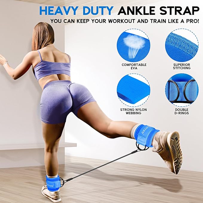 Ankle Resistance Bands, Ankle Bands for Working Out with Cuffs, Resistance Bands for Leg Butt Training Workout Equipment for Kickbacks Hip Gluteus Training Exercises, Ankle Strap with Exercise Bands