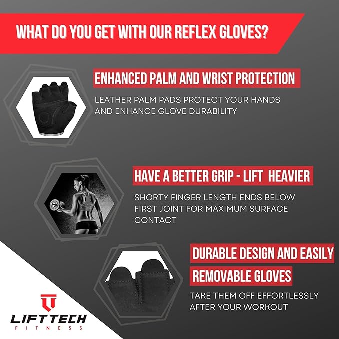 Reflex Workout Gloves for Women - Gym Gloves for Women Into Weights, HIIT, Strength Training - Weightlifting Gloves for Women with Full Palm Protection