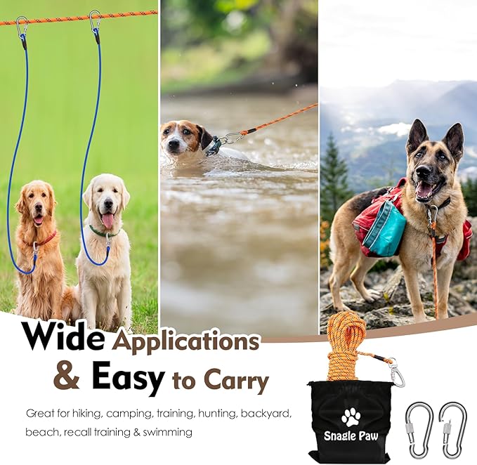 Snagle Paw Dog Runner for Yard 3 in 1 100FT Dog 2 Dog)