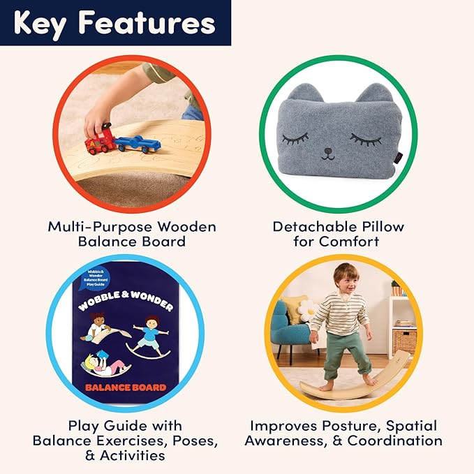Battat Education – Kids Balance Board Wooden – Wood Balance Board Kids – Montessori Toy – Wooden Toys for Toddlers – 3 Years + – Wobble & Wonder