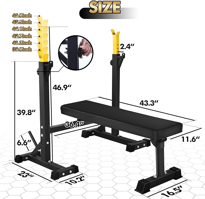 Bench Press, CANPA Olympic Weight Bench with Squat