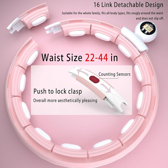 Silent Infinity Weighted Exercise Hoop with Counter Loss,16 Knots 2 in 1,with Weight