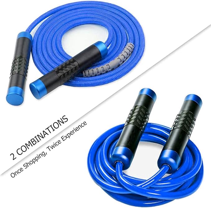 Redify Weighted Jump Rope for Workout Fitness(1LB) 9MM Fabric Cotton+9MM Solid