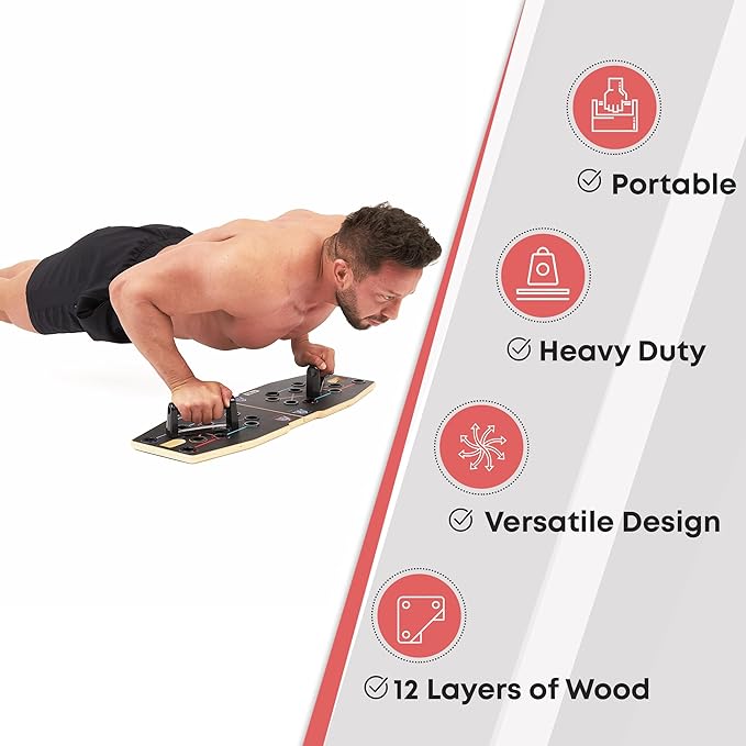 Push Up Board Workout Equipment for Chest Triceps, Back, Arms Muscles, Fitness Portable Pushup Board For Man And Women, Perfect Multi-Functional Push-Up Stand Bar Muscle Building by CTRL Sports