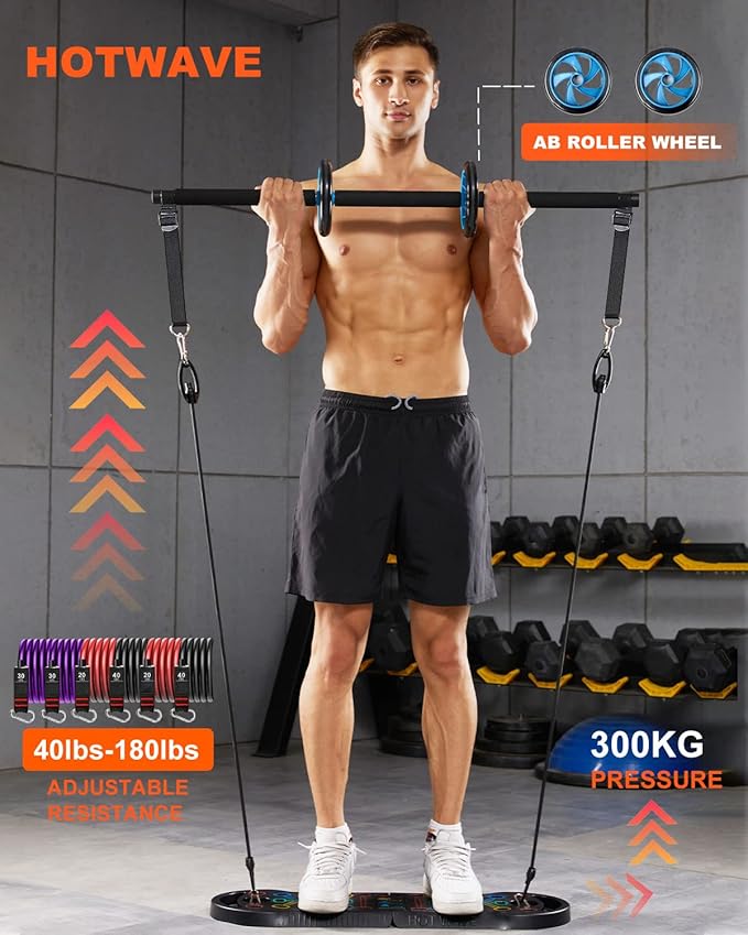 HOTWAVE Portable Exercise Equipment with 16 Gym Accessories.20 1 Push