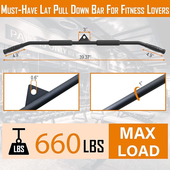 39.4'' Lat Pull Down Bar and 3.74in/95mm Silent
