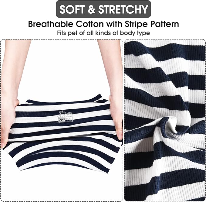 Dog Shirt Striped Clothes Stretchy Vests for Small Medium Large Dogs Boy Girl Cat Apparel Soft Cotton Puppy T-Shirts Lightweight Pet Tank Top Kitten Outfit Pack-2 Red & Blue 4XL