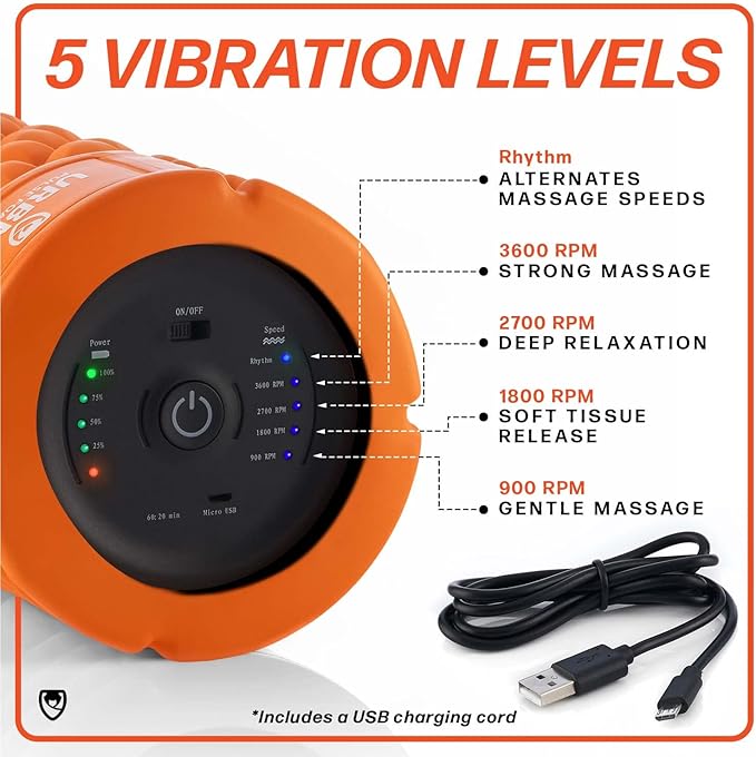 URBNFit Vibrating Foam Roller - Electric Muscle & 5 Speeds