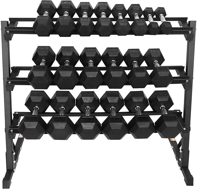 Premium Rubber Coated Hex Dumbbell Weight Set, Multiple Packages