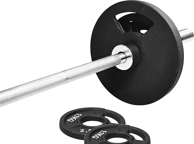 Signature Fitness Cast Iron Olympic 2-Inch Weight Plates Including 7FT Olympic Barbell, 130-Pound, 300-Pound or 325-Pound Set, Multiple Packages