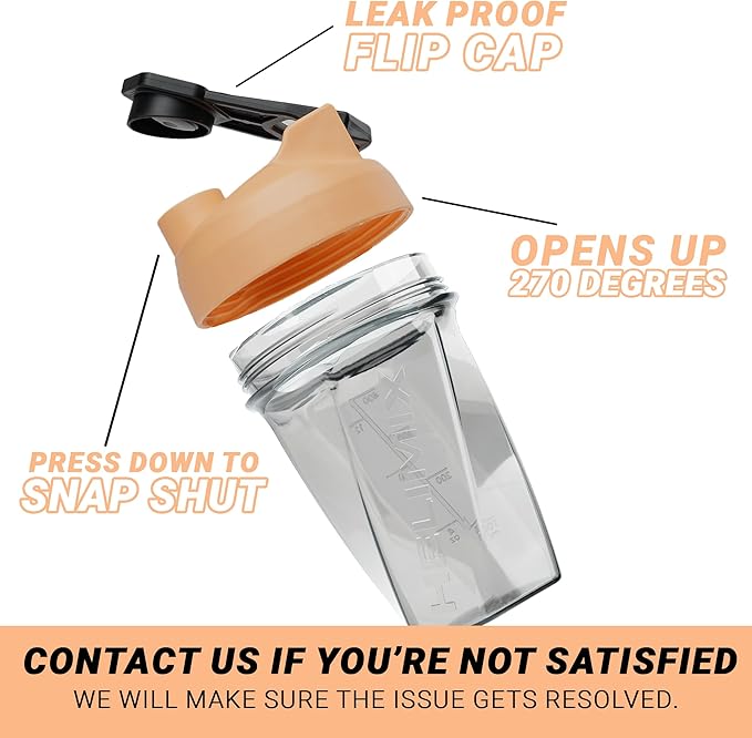 HELIMIX 1.5 Vortex Blender Shaker Bottle Holds Upto 20oz | No Blending Ball or Whisk | USA Made | Portable Pre Workout Whey Protein Drink Shaker Cup | Mixes Cocktails Smoothies Shakes | Top Rack Safe