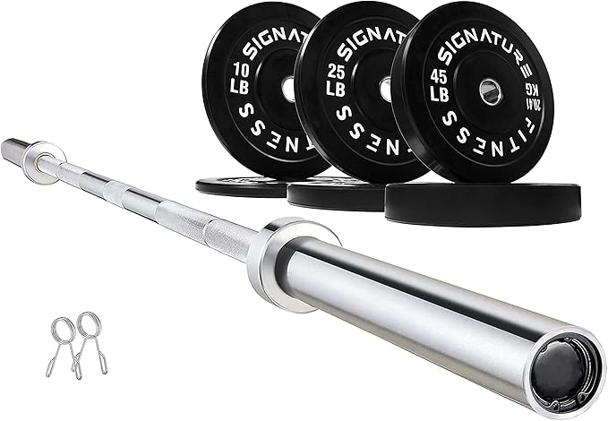 Signature Fitness 2" Olympic Bumper Plate Weight Plates 7FT Olympic