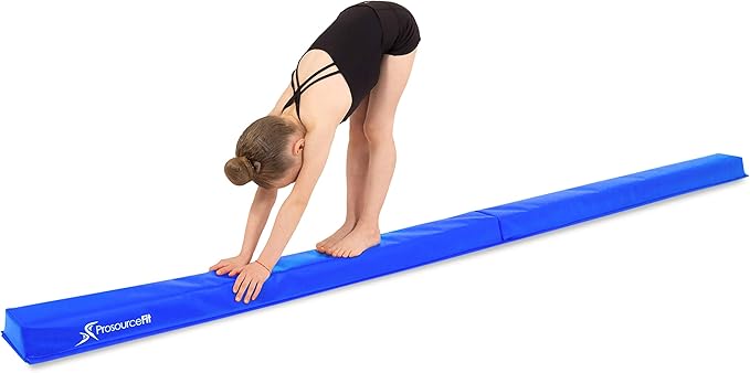 ProsourceFit Gymnastics Balance Beam for Kids, 9ft Long Firm Folding Floor Beam with Non-Slip 4-inch Wide Surface for Safe Gymnastics Practice at Home or Gym