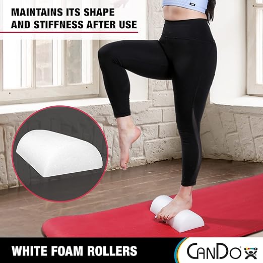 CanDo White PE Foam Rollers for Exercise 4" x 12"