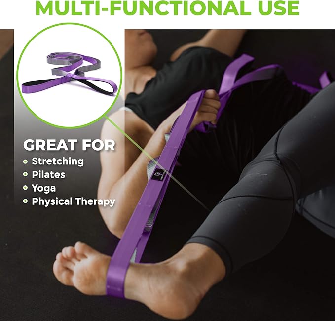 Gradient Fitness Stretching Strap for Physical Therapy 12 Multi-Loop 1.5" W 8' L,