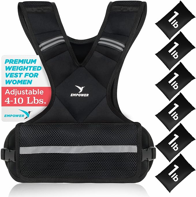 Empower Weighted Walking Vest for Women – Strengthen Muscles, Boost Bone Health, and Burn More Calories (fixed 8lbs, adjustable 4-10lbs or 10-16lbs)