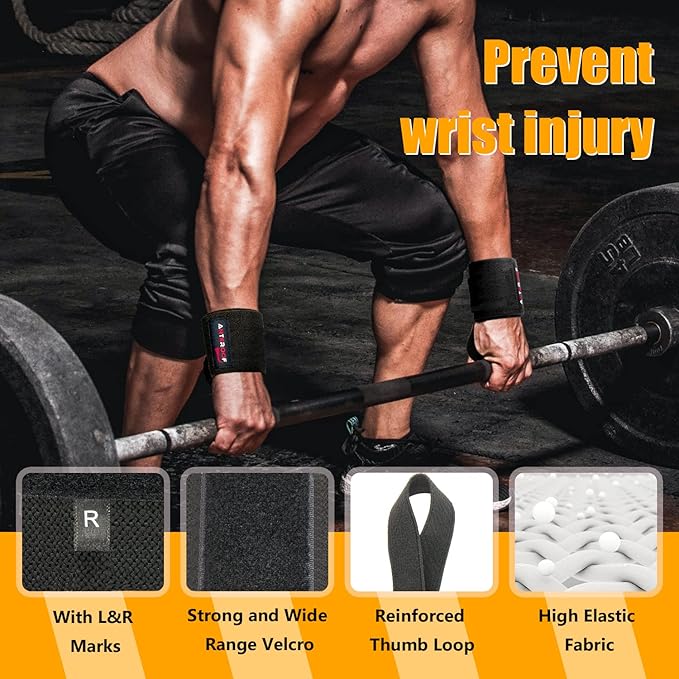 Strength Training Kit: Knee Wraps, Wrist Wraps, and Lifting Straps Set (3 Pairs) - Ultimate Protection for Weightlifting, Bodybuilding, and Fitness Workouts