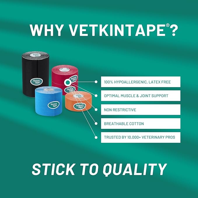 VETKIN VetkinTape Canine & Equine Kinesiology Tape | Veterinary Medical Tape | Vet Wrap for Joint Support & Pet Care | Self Adhesive Bandage Wrap | Orange | 2.4in | (Pack of 1)