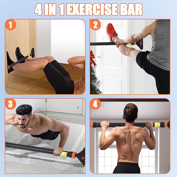 Pull Up Bar for Doorway, Strength Training Pull-up Bars, No Screws, No Installation Required, Max Load 440 LBS Chin Up Bar With Level Meter and Adjustable Width for Home Gym Upper Body Workout
