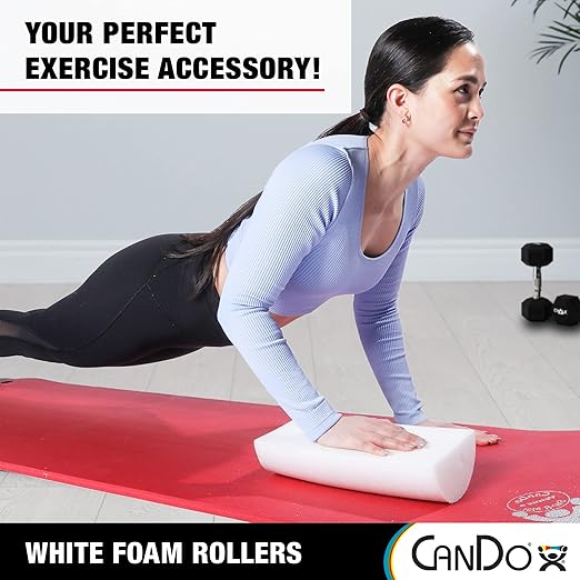 CanDo White PE Foam Rollers for Exercise 4" x 12"