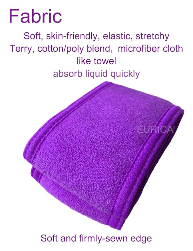 Spa Hairband Pack of 6 All Purple Non-slip Stretchable Washable Makeup Headband for Face Wash Facial Treatment Sport, 6 Count